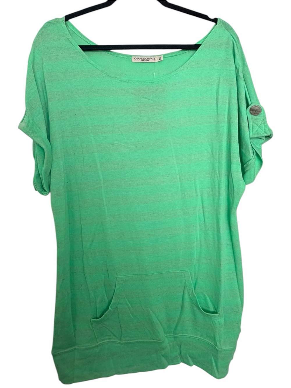 Chance or Fate Mint Green Short Sleeve Tunic with Kangaroo Pocket